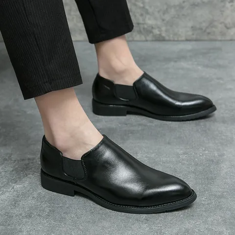 Herren Britischer Stil Spitze Loafer Slip On Halbschuhe Business Formell Freizeit Hochzeit Schuhe Mit Innen Erhöhter Sohle