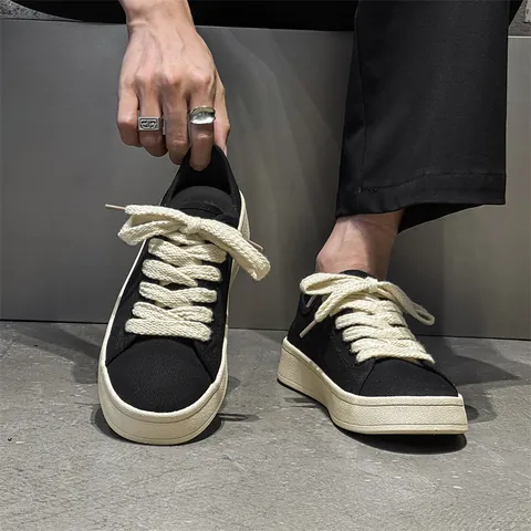 Sneakers Retro da Uomo in Pelle Sintetica Con Suola Spessa in Gomma Lacci Spessi Scarpe Casual Designer Per Tutte le Stagioni