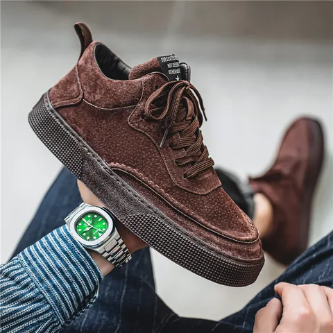 Men Japanese Harajuku Casual Board Shoes Suede Canvas Sneakers Breathable Flat Vulcanized Skateboard Shoes For Outdoor