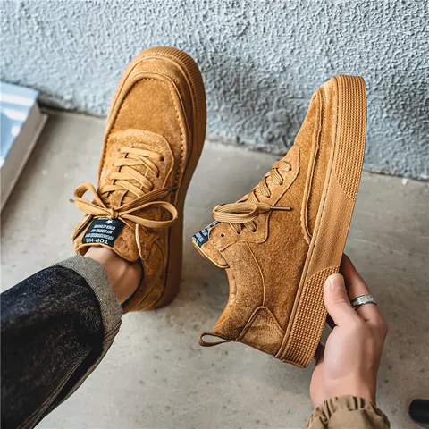 Men Japanese Harajuku Casual Board Shoes Suede Canvas Sneakers Breathable Flat Vulcanized Skateboard Shoes For Outdoor