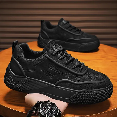 Men's Retro Casual Work Board Shoes Low Top Faux Leather Sneakers With Wing Pattern Sole Fashion Outdoor Walking Shoes