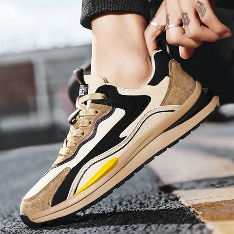 Sneakers da Uomo in Pelle Microfibra Suola Spessa Rialzo Altezza Scarpe Dad Moda Antiscivolo Corsa Scarpe Sportive Casual per Uomo Calzature Eleganti
