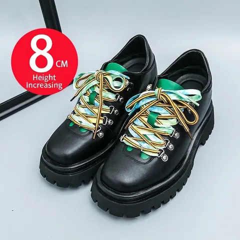 Scarpe Casual in Pelle da Uomo Stile Britannico con Altezza Interna Nascosta Suola Spessa Lacci Colorati Eleganti Pelle PU Traspirante Scarpe Oxford Antiscivolo