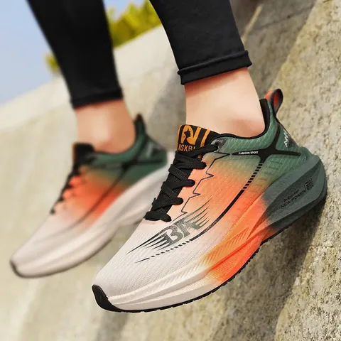 Zapatillas Flyknit Estilo Harajuku Color Degradado Suela Gruesa Transpirable Ligero Zapatos Papá Moda Deporte Casual Correr Para Hombres