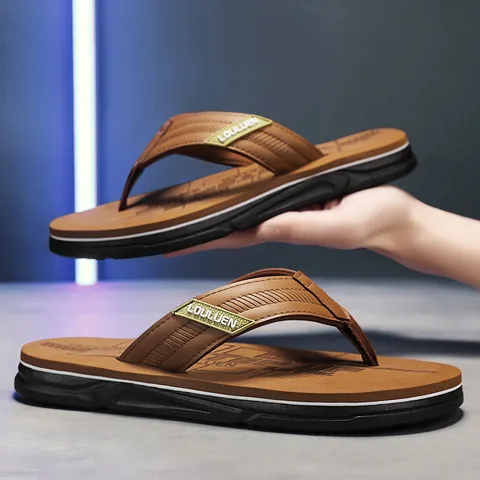Herren Casual Rutschfeste Zehentrenner Sommer Strand Outdoor Sandalen Weiche EVA Sohle PU Riemen Mode Flip Flops Herren