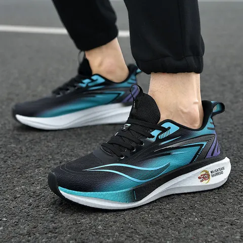 Men Women Flyknit Running Shoes E-TPU Popcorn Sole Breathable Lightweight Outdoor Sneakers Casual Sports Shoes Gradient Fashion Jogging Shoes