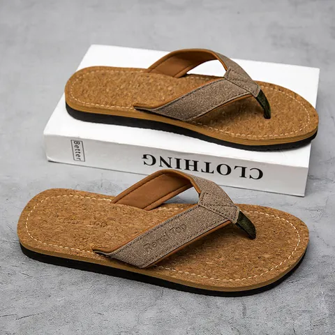 Herren Sommer Zehentrenner Outdoor Rutschfest Verschleißfest Strand Sandalen Casual Sport EVA Soft Kork Textur Sandalen