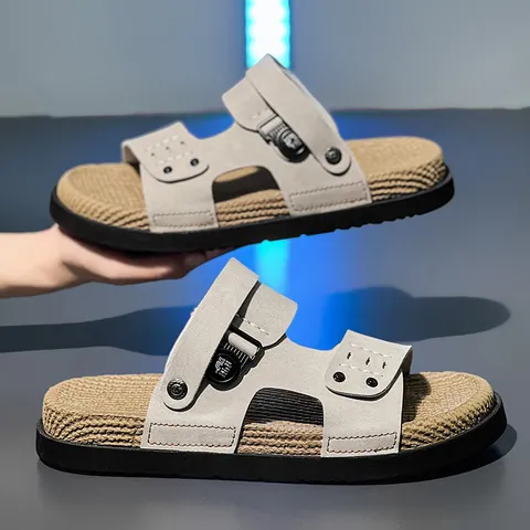 Sandali da Spiaggia Estivi Casual da Uomo Antiscivolo a Doppio Scopo Ciabatte in EVA con Suola Spessa e Plantare Intrecciato