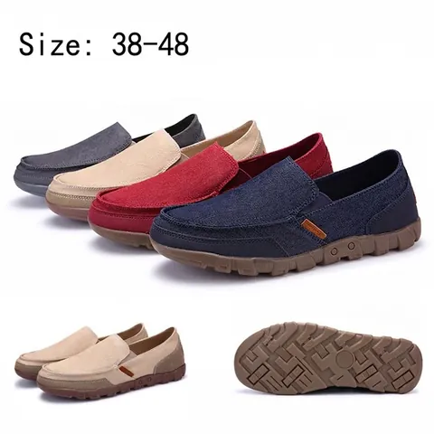 Herren Lässige Canvas Schuhe Slip-On Atmungsaktive Leichte Rutschfeste Wanderschuhe Für Männer Große Größe Outdoor Flache Loafer Mode Sneaker