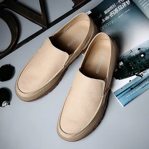 Herren Lässige Canvas Schuhe Slip-On Atmungsaktive Leichte Rutschfeste Wanderschuhe Für Männer Große Größe Outdoor Flache Loafer Mode Sneaker