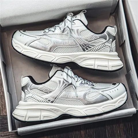 Sneakers Chunky da Uomo alla Moda in Mesh Traspirante Patchwork Platform Dad Shoes Retro Sport Walking Calzature per Adolescenti