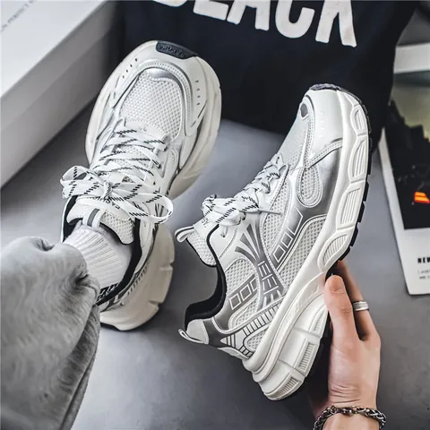 Sneakers Chunky da Uomo alla Moda in Mesh Traspirante Patchwork Platform Dad Shoes Retro Sport Walking Calzature per Adolescenti