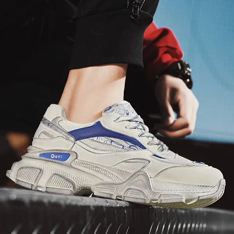 Sneaker Chunky da Uomo Invecchiate Traspiranti in Mesh Scarpe Retro Dad Effetto Lavato Suola Spessa Calzature Sportive