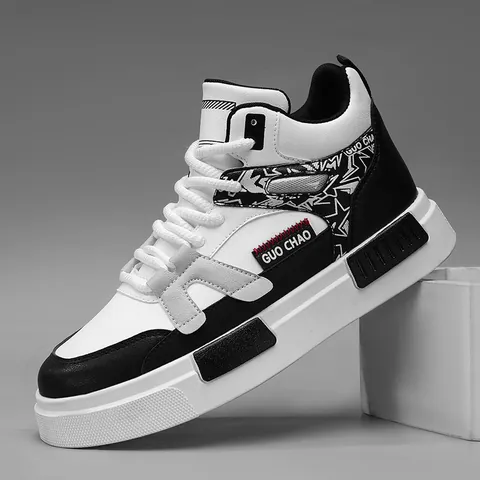 Sneakers Alte con Zeppa da Uomo Scarpe da Skate Casual a Blocchi di Colore Scarpe Sportive alla Moda Taglie Forti per Quotidiano