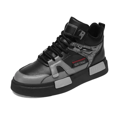 Sneakers Alte con Zeppa da Uomo Scarpe da Skate Casual a Blocchi di Colore Scarpe Sportive alla Moda Taglie Forti per Quotidiano