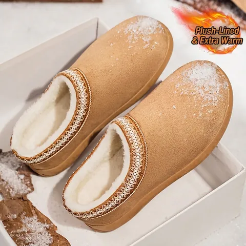 Stivali da Uomo Invernali Foderati in Pile Microfibra Scamosciata Caldi Stivali da Neve Martin Ricamo Etnico Scarpe Casual Lavoro All'aperto