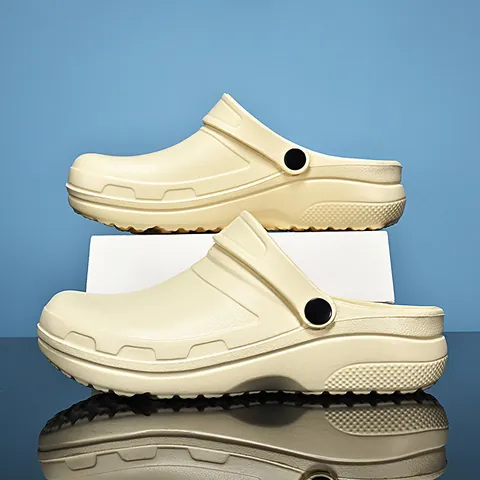 Men Waterproof Non-slip Closed Toe Clogs Lightweight EVA Sandals Rotating Heel Strap For Hospital Beach Summer Work Shoe