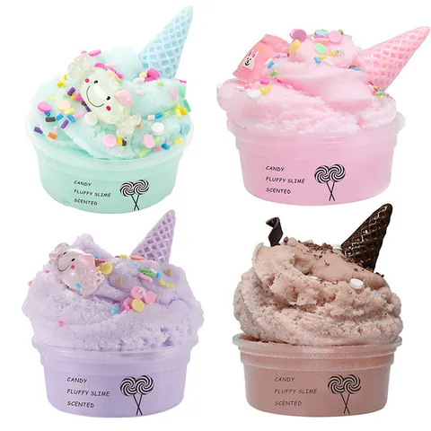 Jouet Slime Moelleux Parfumé Forme de Crème Glacée DIY Pâte à Modeler pour Enfants Anti-stress Jeu Sensoriel Cadeau Anniversaire
