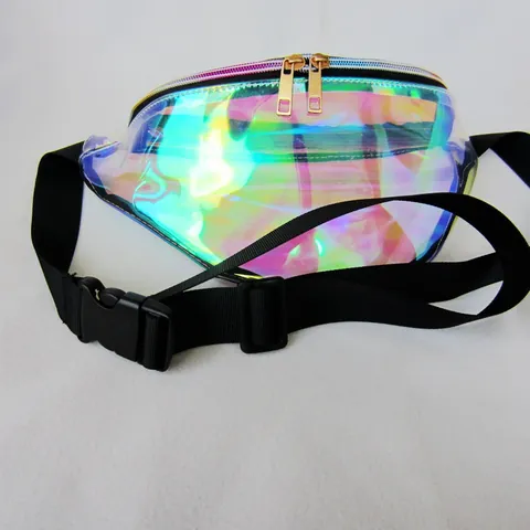 Women Holographic Laser Waist Bag Fashion Outdoor Sports Reflective Transparent PVC Crossbody Chest Bag Neon Fanny Pack