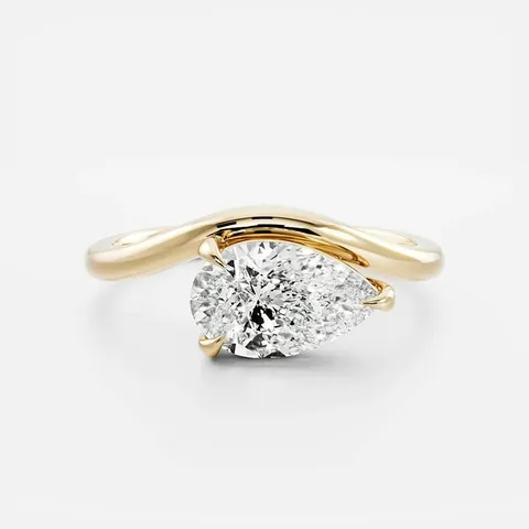 S925 Sterling Silver Pear Shaped Zirconia Ring Elegant Bypass Wave Design Gold Silver Plated Women Fashion Minimalist Jewelry