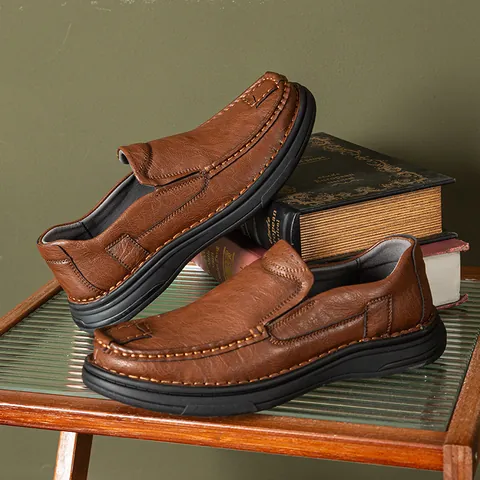 Herren Business Casual Slipper Mikrofaser Leder Loafer Mit Weicher Gummisohle Für Männer Mittleren Alters Herbst
