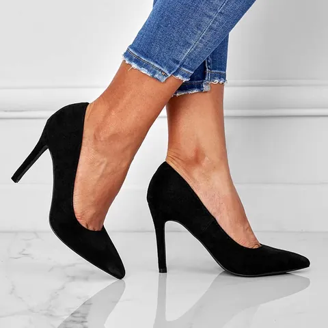 Women's Sexy Faux Suede Pointed Toe Stiletto High Heels Shallow Mouth Solid Color Pumps Fashion Office Party Dress Single Shoes
