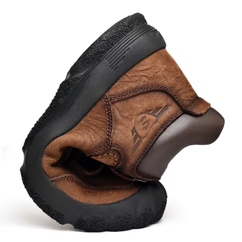 Herren Wasserdichte Arbeitsstiefel Echtleder Lammfell Gefüttert High Top Outdoor Wanderschuhe Casual Mode Stiefel Für Herren