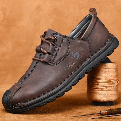 Herren Britische Mode Mikrofaser Lederschuhe Handgenäht Freizeit Outdoor Schuhe Für Männer Retro 1978 Druck Rutschfest Low Top Oxfords