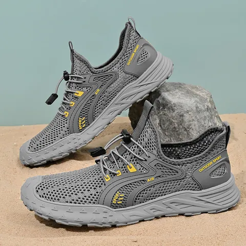 Herren Mesh Atmungsaktive Sneaker Sommer Leicht Slipper Outdoor Sportschuhe Weiche Sohle Rutschfeste Hohl Gehschuhe Übergröße Lässige Sneaker