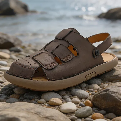 Herren Römische Sandalen Outdoor Casual Strandschuhe Atmungsaktiv Hohl Zwei Wege Tragen Hausschuhe Leichte Rutschfeste Sommersandalen