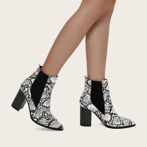 Women Retro Chunky High Heel Chelsea Boots Suede Leather Platform Ankle Boots With Elastic Band Side Zipper Fashion Winter Boots