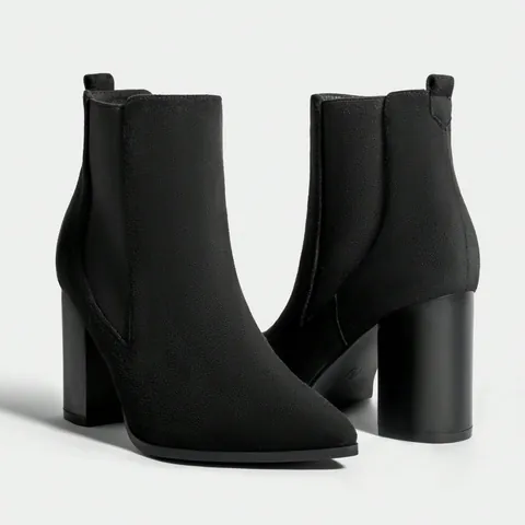 Women Pointed Toe Block Heel Ankle Boots Snake Print Faux Leather Chelsea Boots High Heel Martin Boots For Winter