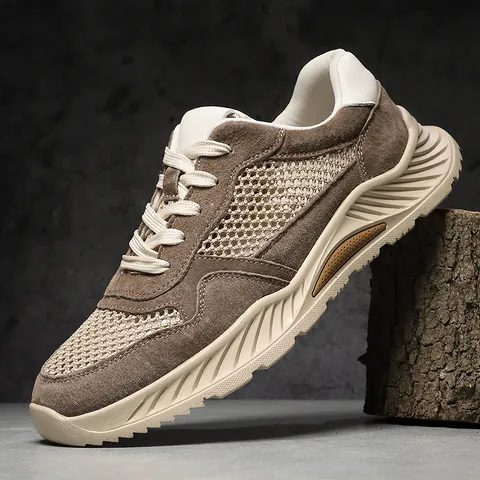 Herren Casual Netzschuhe Atmungsaktives Schweinsleder Outdoor Arbeit Fahren Schuhe Leichtgewicht Mode Sneaker