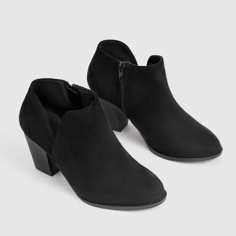 Women Suede Ankle Boots Round Toe Chunky High Heel Side Zipper Western Style Autumn Winter Office Dress Fashion Short Boots