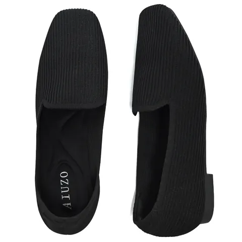 Mocassins Femme Décontractés Bout Rond Fly-Knit Respirant Chaussures Plates Rétro Maille Chaussures de Marche Légères Confort