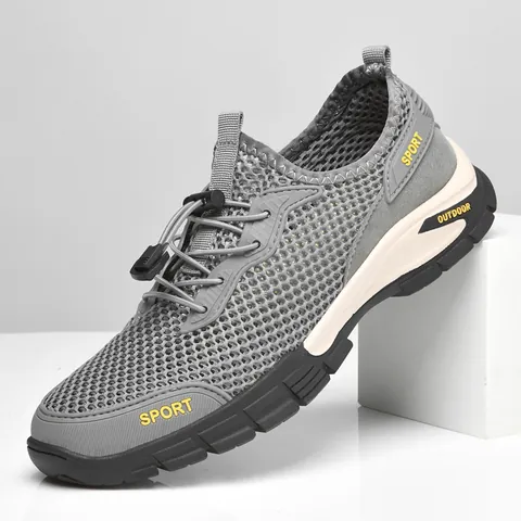 Herren Sommer Outdoor Netz Turnschuhe Atmungsaktiv Ausschnitt Lässig Sportschuhe Leicht Weich Gummisohle Übergroße Walkingschuhe