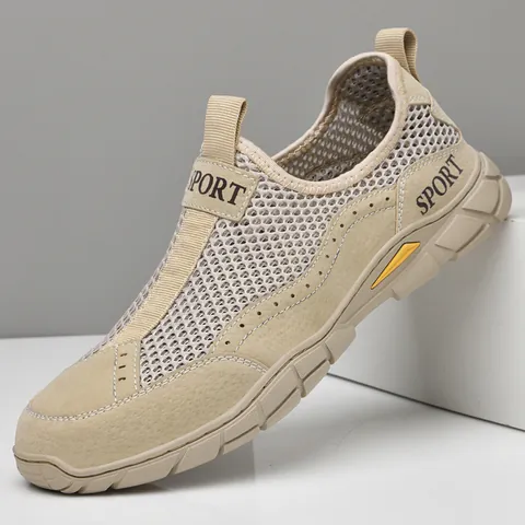 Heren Zomer Ademende Mesh Schoenen Lichtgewicht Zachte Zool Slip-On Casual Wandelsneakers Voor Outdoor Reizen Dagelijkse Sportschoenen