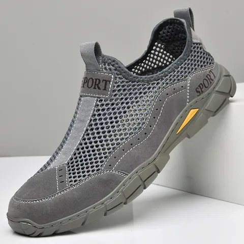 Heren Zomer Ademende Mesh Schoenen Lichtgewicht Zachte Zool Slip-On Casual Wandelsneakers Voor Outdoor Reizen Dagelijkse Sportschoenen