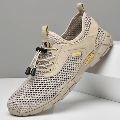 Herren Atmungsaktive Mesh Freizeitschuhe Hohl Sommer Walking Fußbekleidung Weiche Sohle Slip On Outdoor Mode Leicht Übergroße Sneakers
