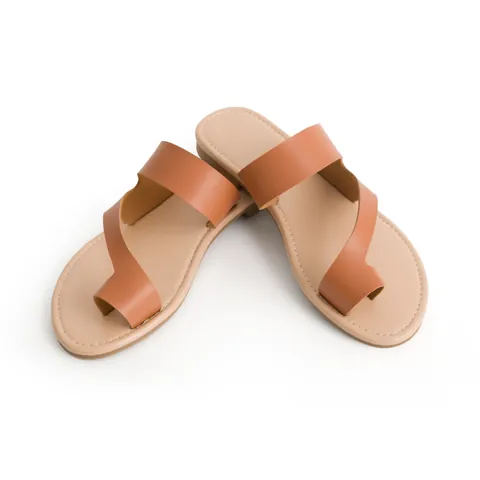 Damen Flache Slides Sandalen PU-Leder Überkreuzte Riemen Zehenschlaufe Hausschuhe Einfarbig Rutschfest Sommer Strand Mode Alltägliche Schuhe