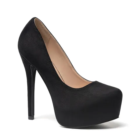 Women Sexy Suede Platform Stiletto Heels Round Toe Shallow Mouth High Heel Pumps For Nightclub Party Wedding Dress Shoes
