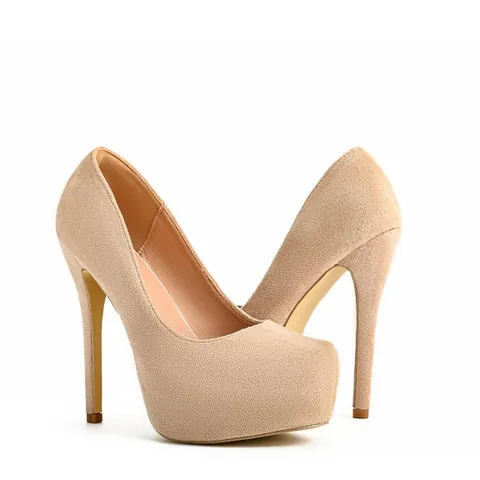 Women Sexy Suede Platform Stiletto Heels Round Toe Shallow Mouth High Heel Pumps For Nightclub Party Wedding Dress Shoes