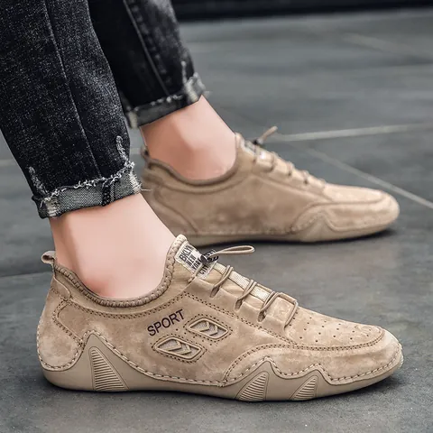 Herren Schweinsleder Loafer Atmungsaktiv Lässig Fahrschuhe Große Größe Slip-on Mode Mokassins Weich Leicht Flache Schuhe