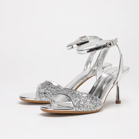 Women's Sexy Rhinestone Stiletto Sandals Patent Leather Silver Gold Mirror Mirror High Heels For Banquet Party Wedding Lady Shoes