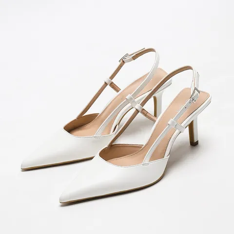 Sandali a Punta con Tacco a Spillo Slingback da Donna in Pelle Verniciata Scarpe Eleganti da Ufficio Minimaliste Estive
