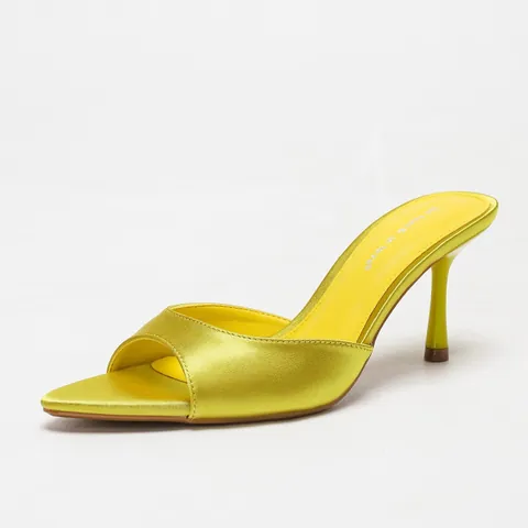 Women Sexy Satin Pointed Toe Stiletto High Heel Sandals One Strap Open Toe Mules Fashion Banquet Party Dress Shoes