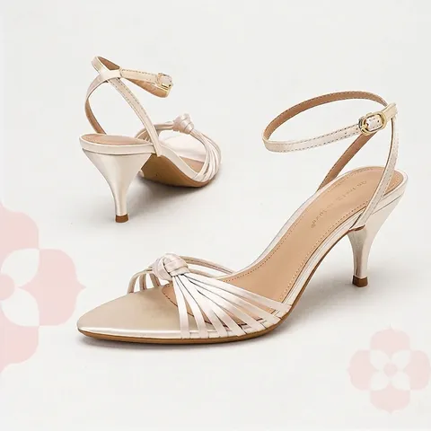 Women Elegant Satin Cross Strappy Sandals Stiletto High Heels Ankle Strap Open Toe Sandals For Banquet Party Wedding Guest