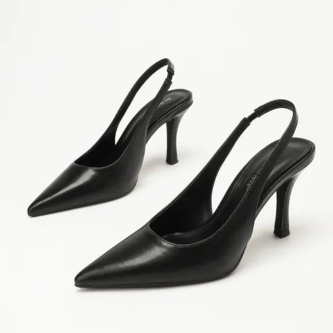 Pointed Toe Slingback Stiletto Heels For Women Elegant PU Leather Office Sandals High Heel Dress Shoes Black Brown Nude