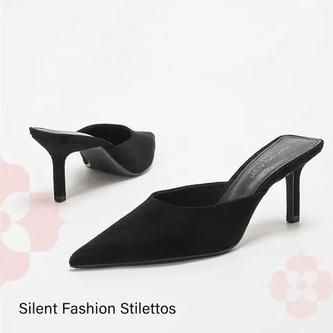 Women Pointed Toe Stiletto Heel Mules Retro Suede Fabric Backless Slip On High Heeled Sandals Elegant Commuter Party Shoes