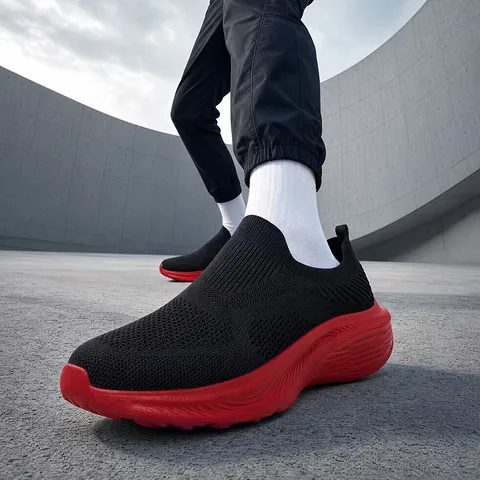 Herren Atmungsaktiv Netz Flyknit Sneaker Casual Slipper Weite Passform Leicht Sommer Walking Sport Mode Sneaker